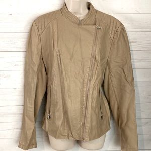 Kenneth Cole Reaction Size XXL Tan Vegan Moto Zip jacket